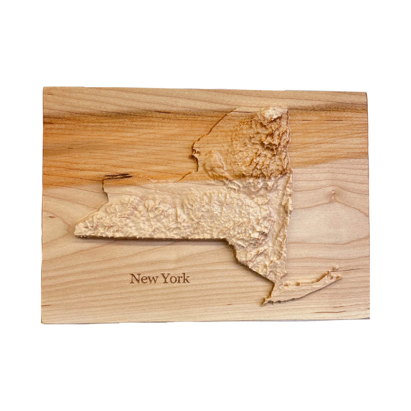 New York Wood Carved 3D Topographic Wooden Map | New York State Gift