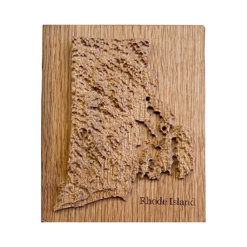 Rhode Island 3D Topographic Wood Carved Relief Map | Rhode Island Gift