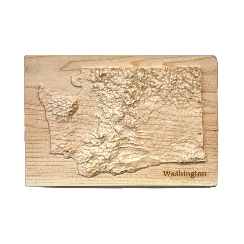 Washington Wood Carved 3D Topographic Relief Map |  WA State Gift