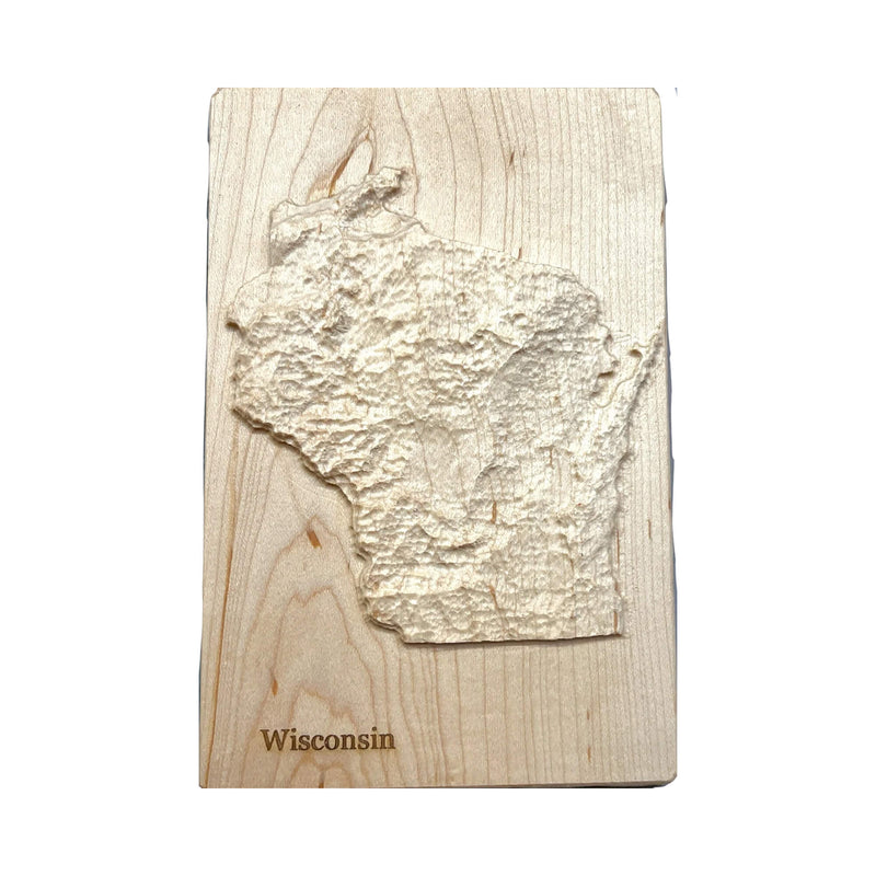 Wisconsin 3D Topographic Wood Map | Wisconsin Map Gift