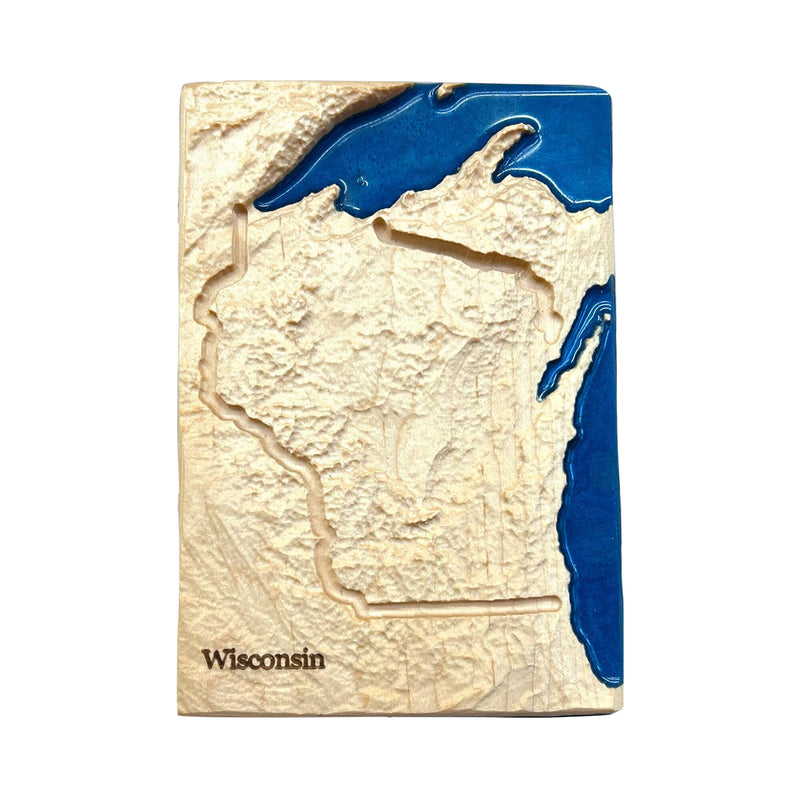 Wisconsin 3D Topographic Wood Map | Wisconsin Map Gift