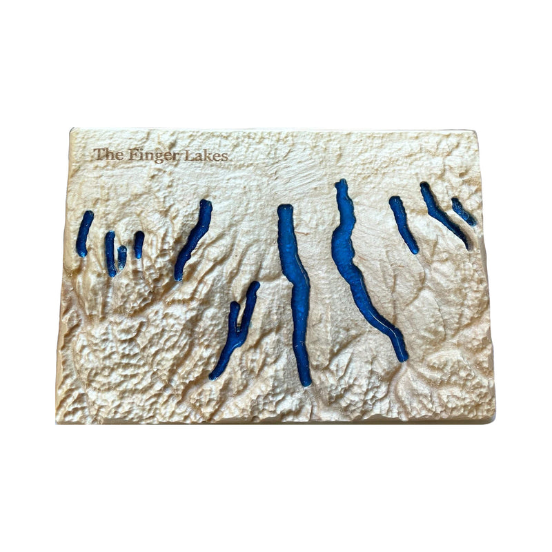 Finger Lakes NY 3D Relief Wood Epoxy Art Map | Finger Lakes Gift